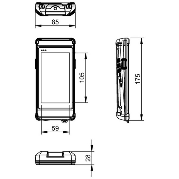 BIS01FU Balluff RFID Handheld: Base Device, Android 11 Dimensions