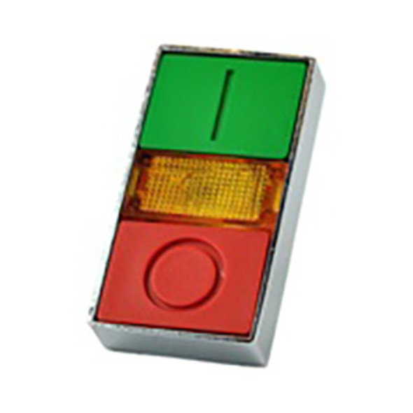 RB2-BW9 Shamrock Controls Double-Headed Push Button Operating Head, Illuminated, Green, Amber, and Red Color