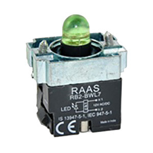 RB2-BWL73-12 Shamrock Controls Body Assembly for Push Button & Selector, 12AC/DC, without Contacts, LED, Green Color