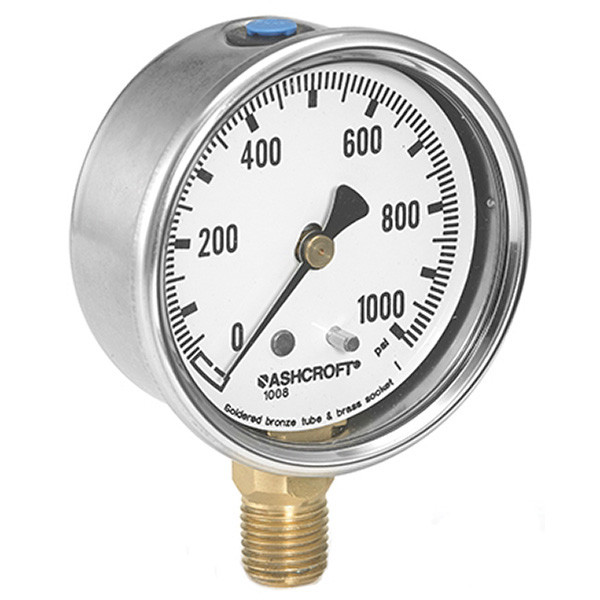 Ashcroft 2" Air Tank Compressor Pressure Gauge – 0-160 PSI / 11 Bar – Model 9010-03