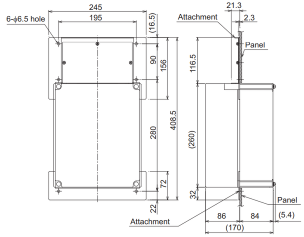 FR-A8CN02 Mitsubishi Electric Heatsink Extension Kit Dimensions