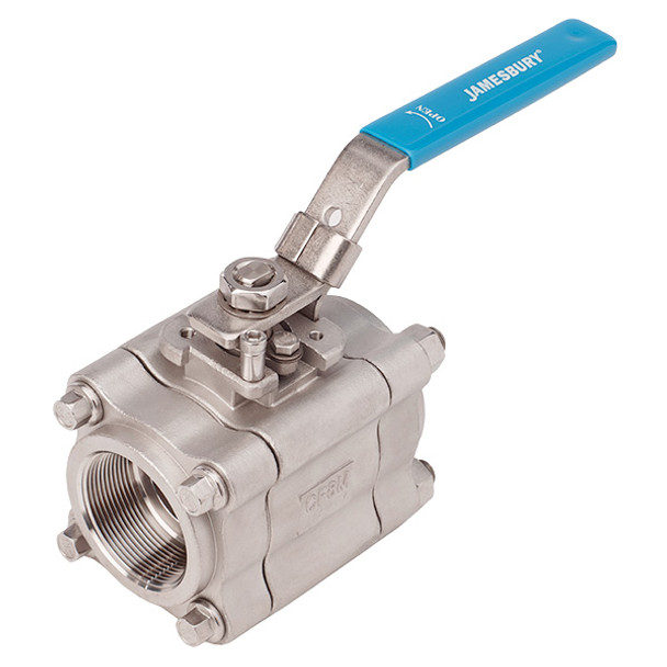 1-1/2 4BB-2236XTB1 Jamesbury Series 4000 Ball Valve w/ Handle, Full Port NPT, 1-1/2" Valve Size