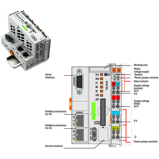 750-8102/025-000 WAGO 750 Series Programmable Logic Controller CPU unit