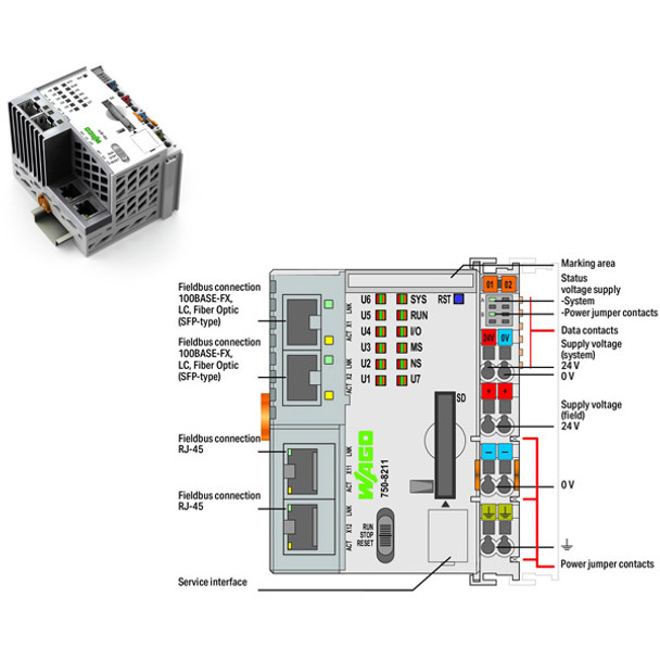 750-8211 WAGO 750 Series Programmable Logic Controller CPU unit