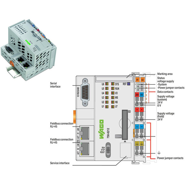 750-8212/025-002 WAGO 750 Series Programmable Logic Controller CPU unit