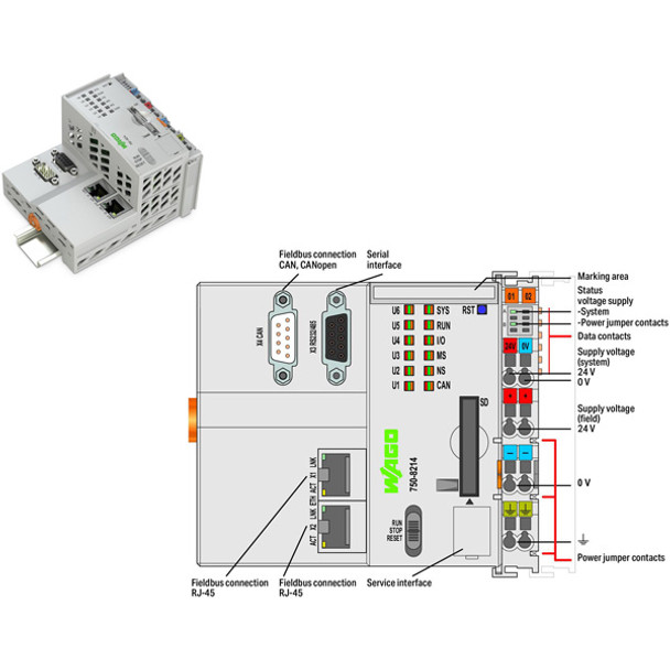 750-8214 WAGO 750 Series Programmable Logic Controller CPU unit