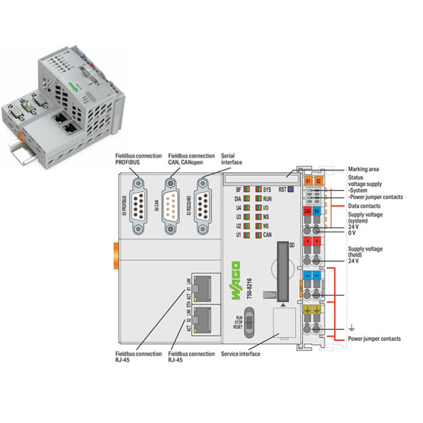 750-8216/025-000 WAGO 750 Series Programmable Logic Controller CPU unit