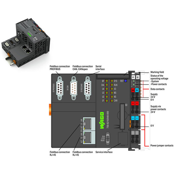 750-8216/040-000 WAGO 750 Series Programmable Logic Controller CPU unit