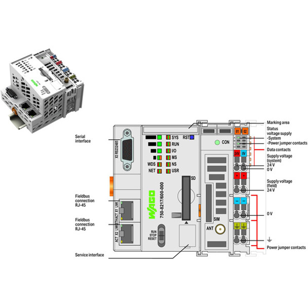 750-8217/625-000 WAGO 750 Series Programmable Logic Controller CPU unit