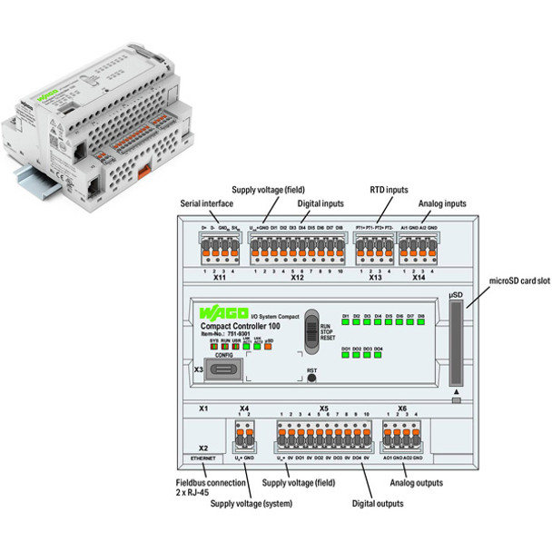 751-9301 WAGO 751 Series Programmable Logic Controller CPU unit