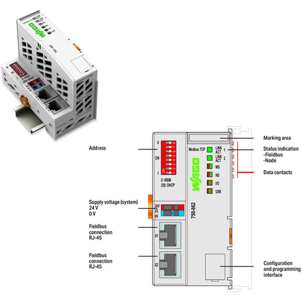 750-862 WAGO 750 Series Programmable Logic Controller CPU unit