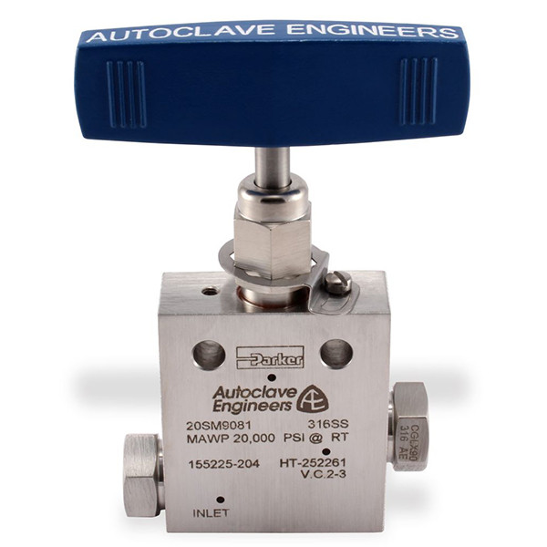 20SM9071-C1S Parker Autoclave SM Series Medium Pressure Needle Valve w/ Piston Style Air-to-Close Pneumatic Operated Actuator