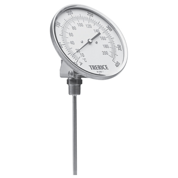 B85606 06 PLW Trerice Model B856 Adjustable Angle Bimetal Thermometer, 6" Stem