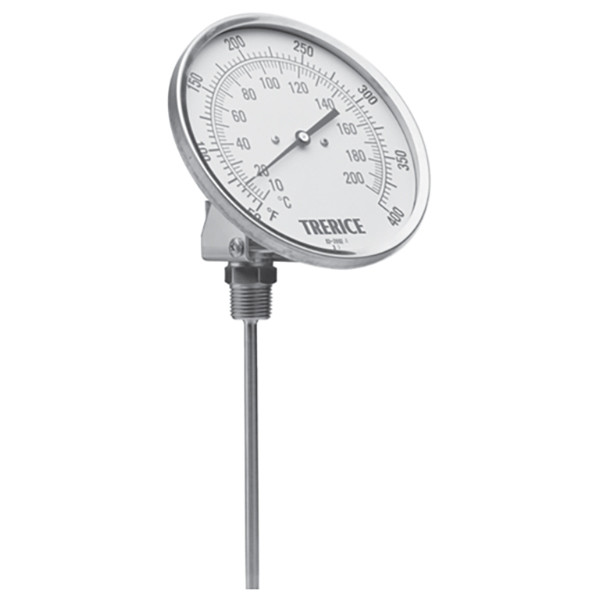 B83606 09 Trerice Model B836 Adjustable Angle Bimetal Thermometer, 6" Stem