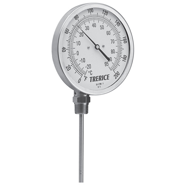 B83402 27 Trerice Model B834 Bimetal Thermometer, 2-1/2" Stem