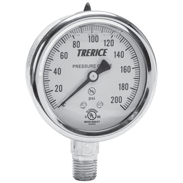 D82B 25 02B A 30 Trerice D80 Series Industrial Pressure Gauge