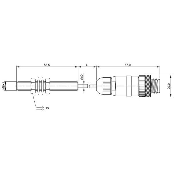 BES02HJ Balluff Inductive Proximity Switch/Sensor, for Flush Mounting, M8x1 Style Housing Dimensions BES02HJ Balluff Inductive Proximity Switch/Sensor, for Flush Mounting, M8x1 Style Housing Dimensions