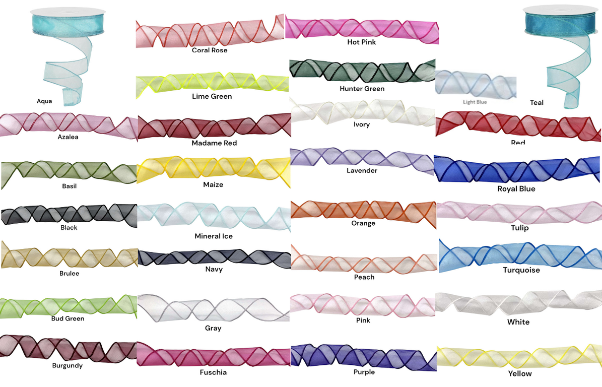 Sheer Organza #9 Wired Ribbon Custom (10 PK) - Thompson Wholesale