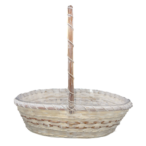 Oval White Wash Rattan Baskets (12 PC)
