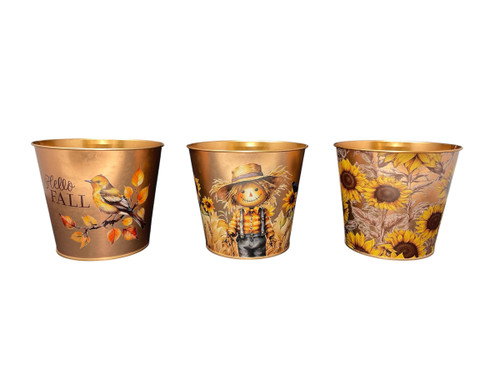 Fall Copper Round 5" Metal Pots (24 PC)