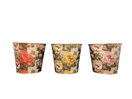 Floral Copper Round 5" Metal Pots (24 PC)