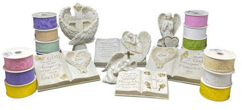 Sympathy Bundle - Angel Statues and 12 PK Ribbon