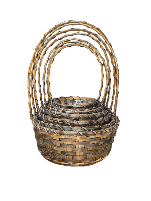 Stained Rattan Braided Baskets (28 PC)