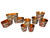 Floral Copper Metal Oval & Round Pots Set (36 PC)