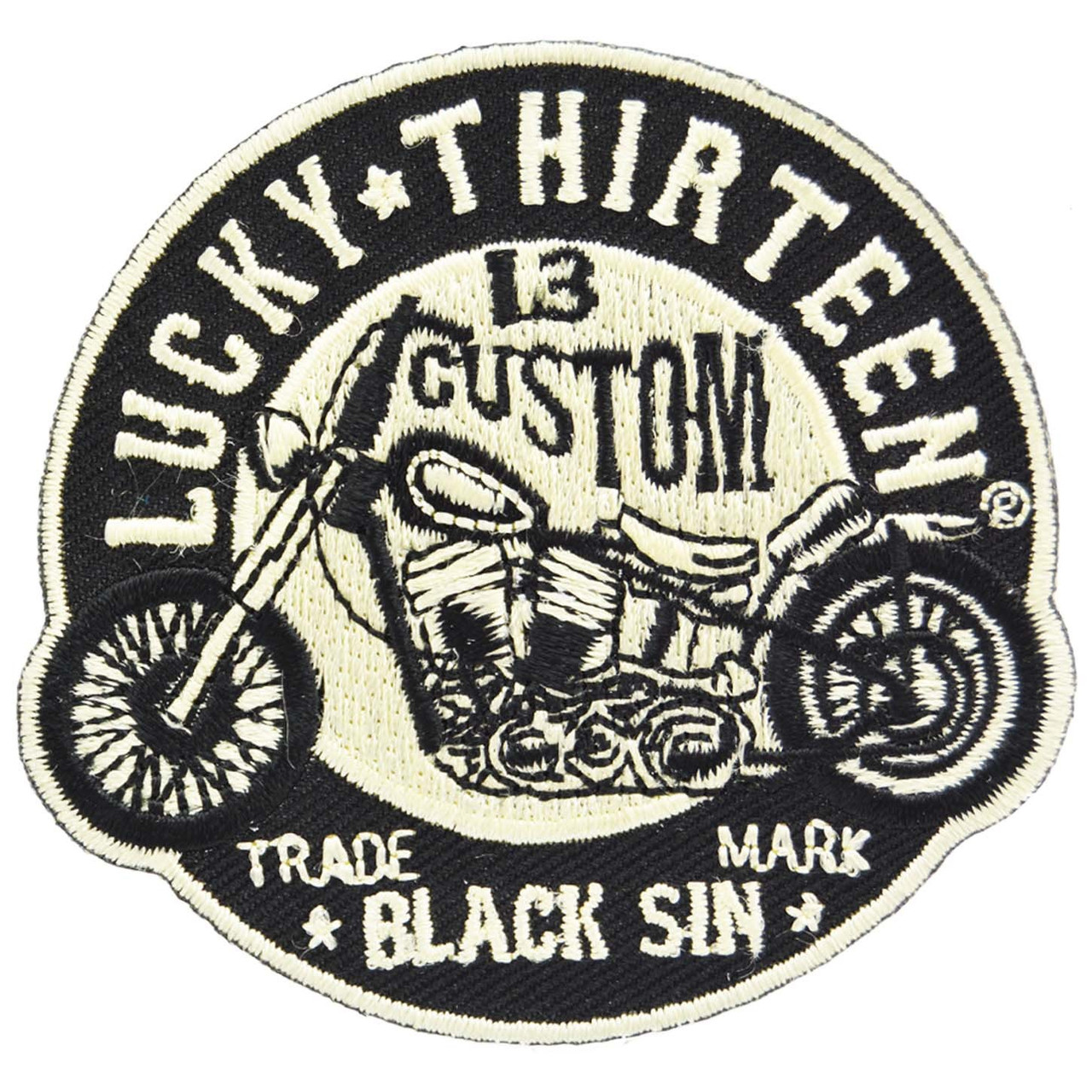 Lucky 13 Patch - Black Sin Chopper Biker - Merch2rock Alternative Clothing