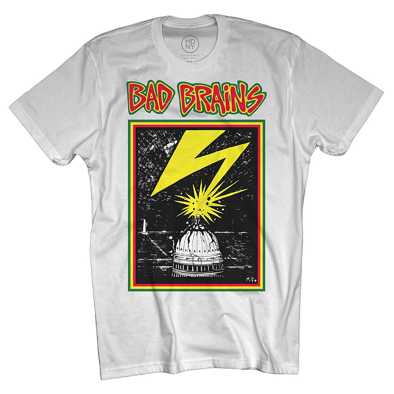 Bad Brains Front Logo Capitol Building Music Rock Yellow Mens T
