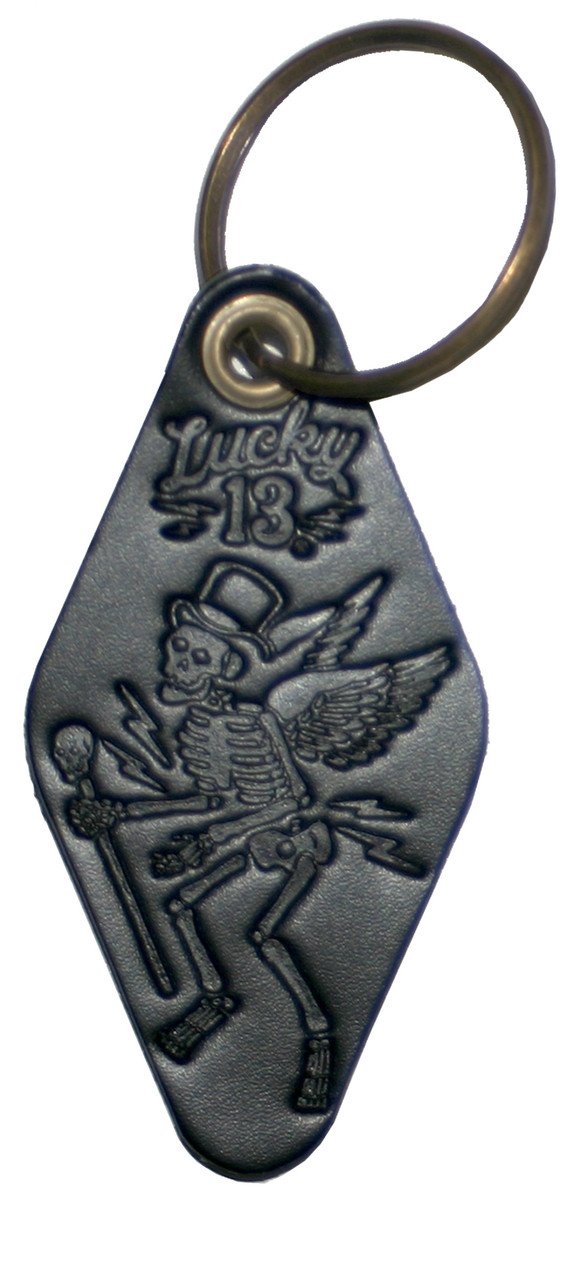 Lucky 13 Skully Motel Genuine Leather Keychain - Merch2rock