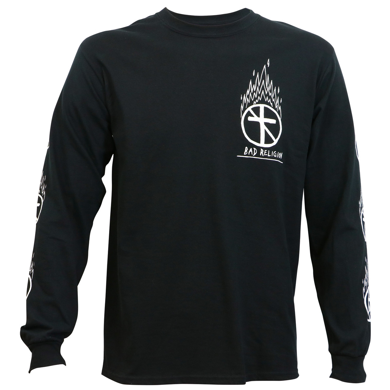 Bad Religion Flaming Crossbuster Long Sleeve T-Shirt Black