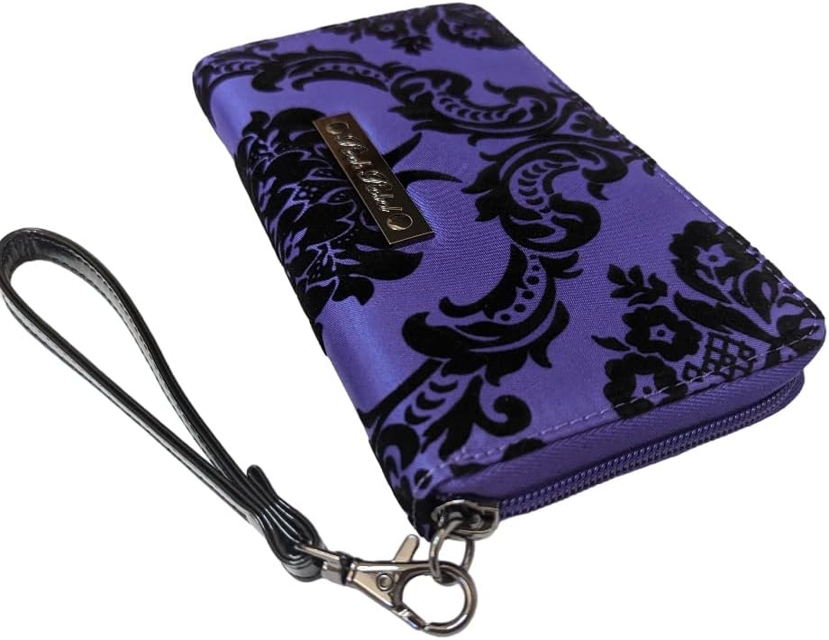 Rock Rebel Damask Zip Around Wallet Purple - Merch2rock Alternative ...