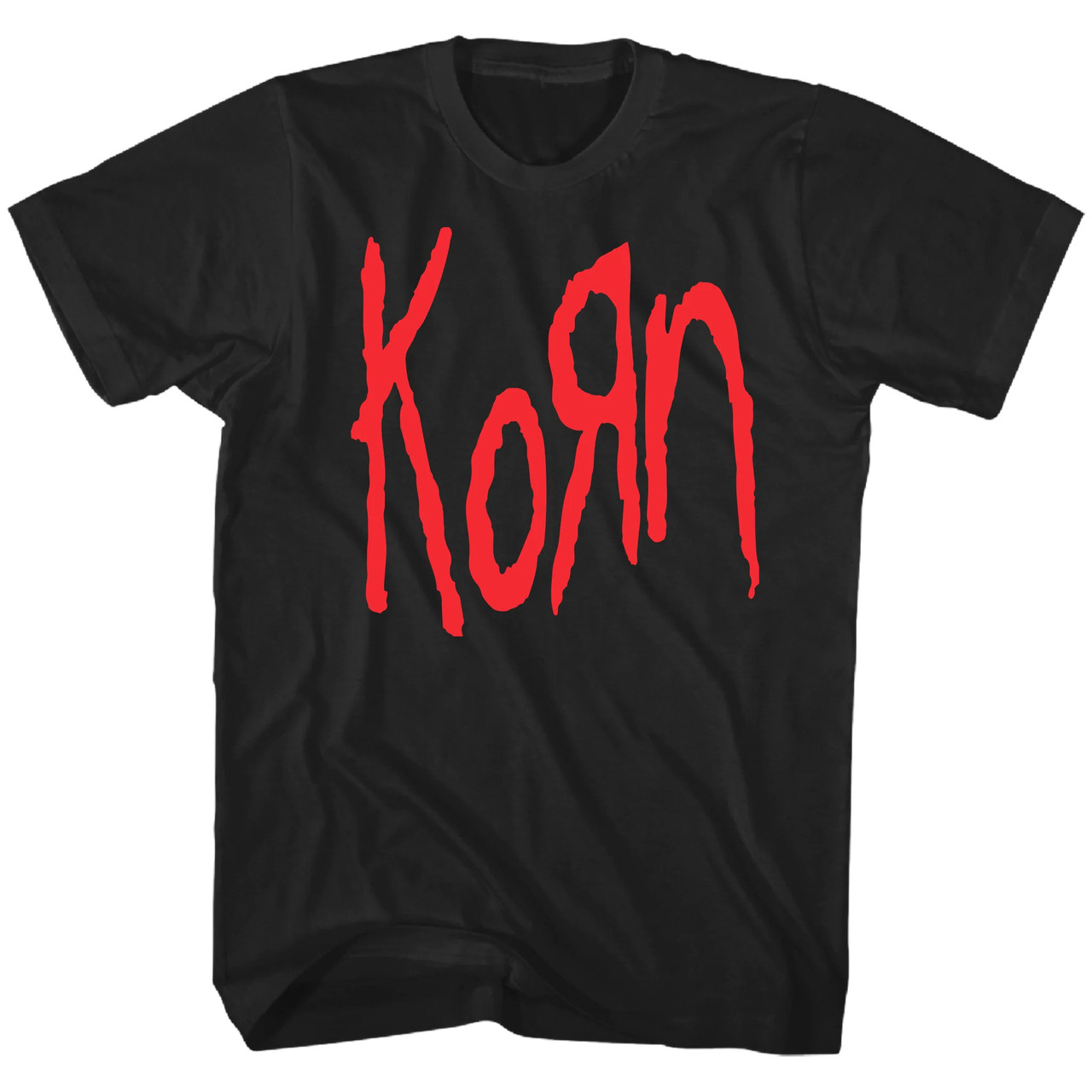 Korn Men's Red Logo T-Shirt Black - Merch2rock Alternative Clothing