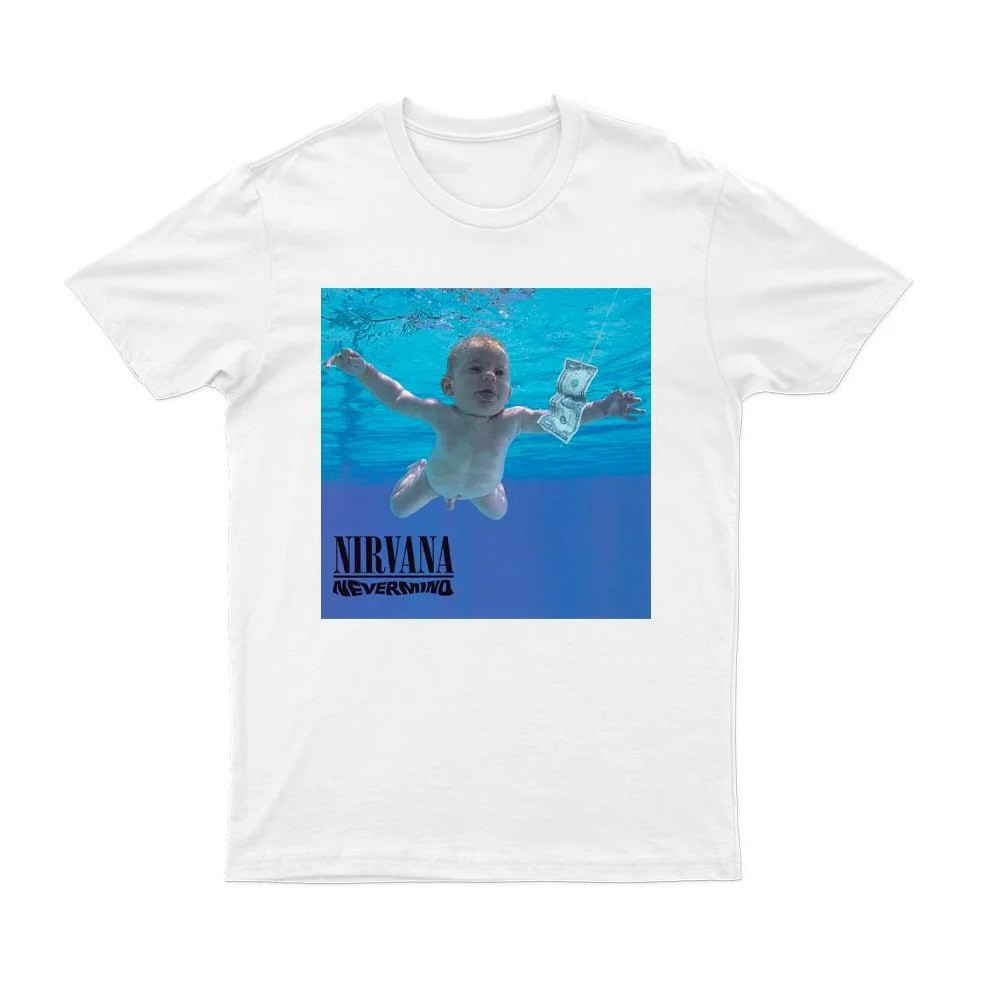 Nirvana Nevermind Front and Back Print T-Shirt White - Merch2rock