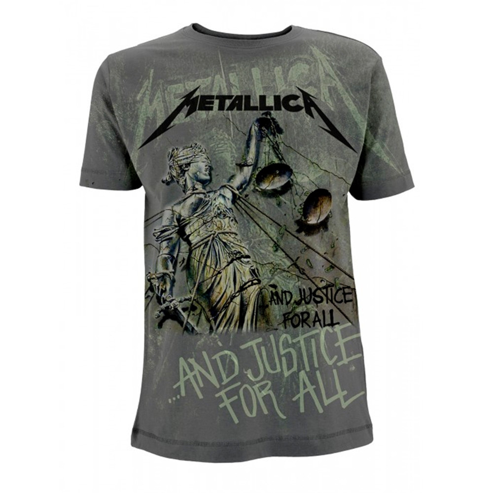 Metallica And Justice For All Neon All-Over T-Shirt Gray