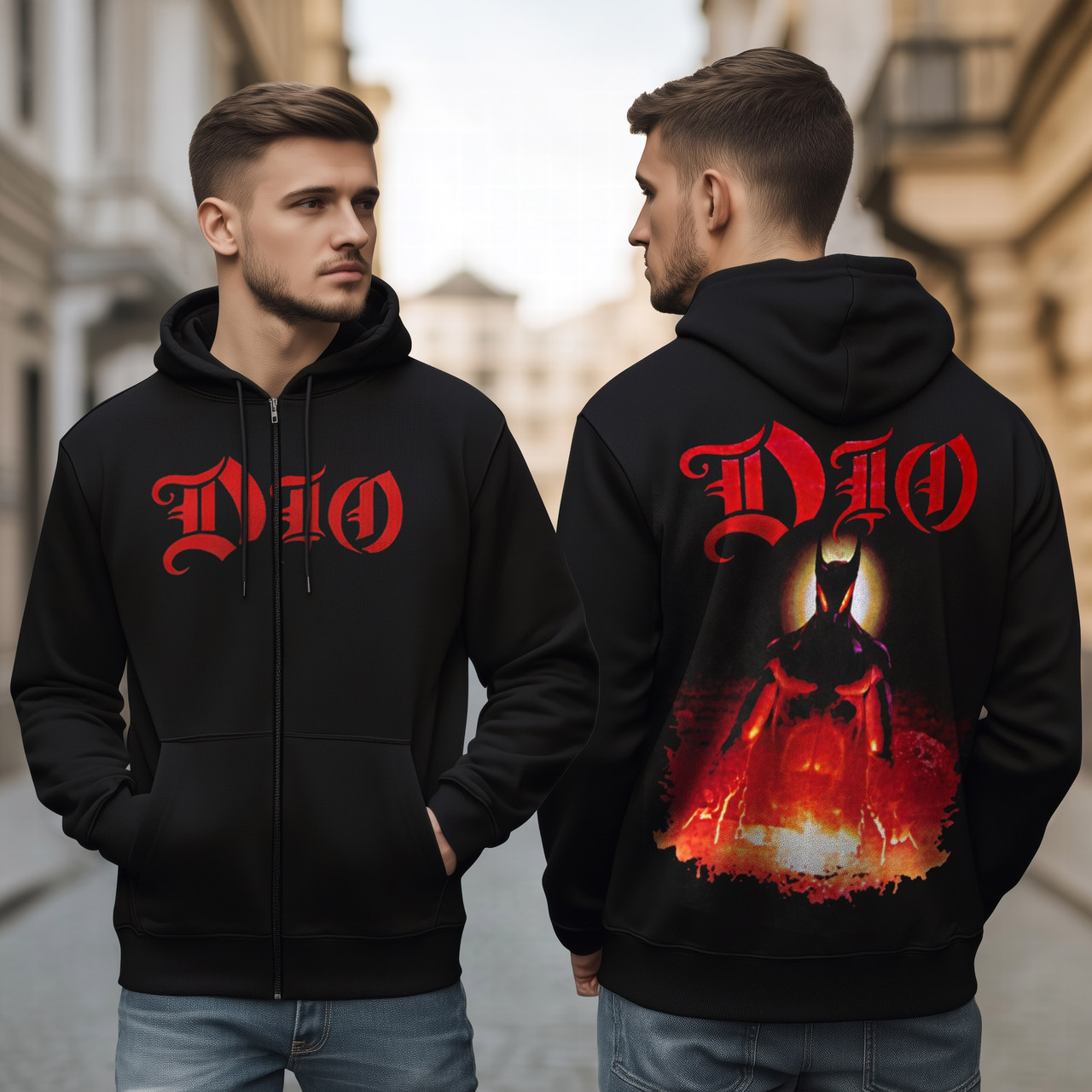 トップス dio Dio Last In Line Zip Up Hoodie Black - Merch2rock Alternative Clothing