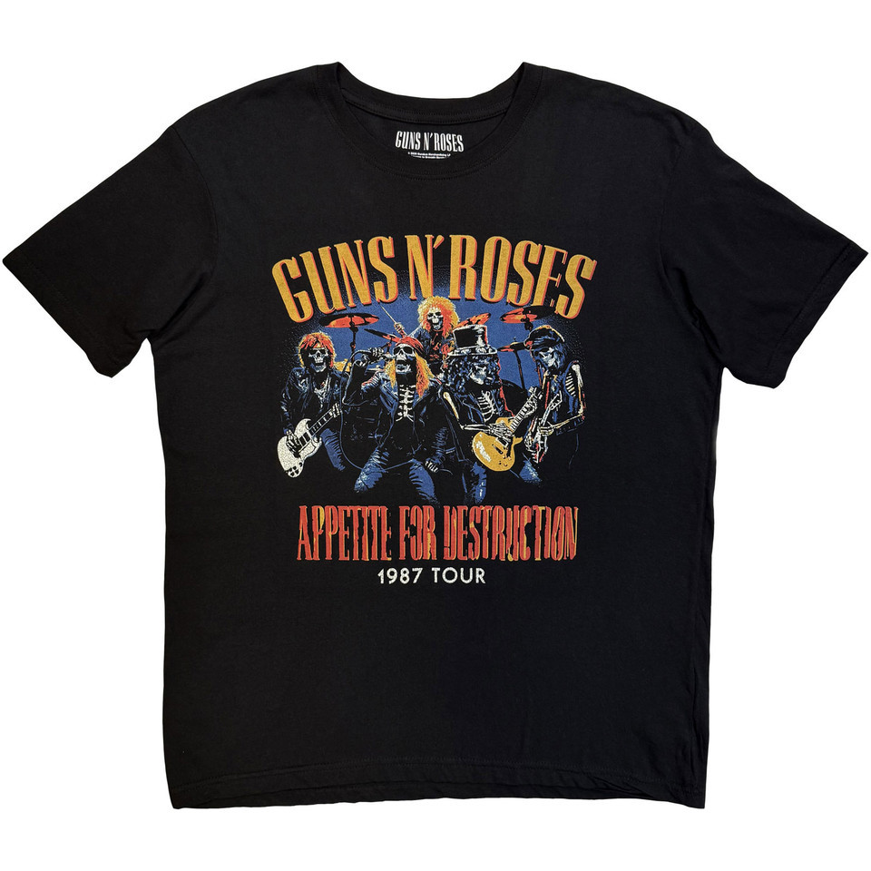 Guns N' Roses Men's Skeleton 1987 Tour T-Shirt Black - Merch2rock