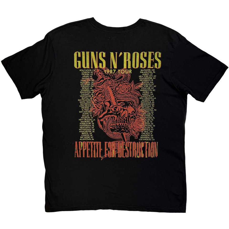 Guns N' Roses Men's Skeleton 1987 Tour T-Shirt Black - Merch2rock