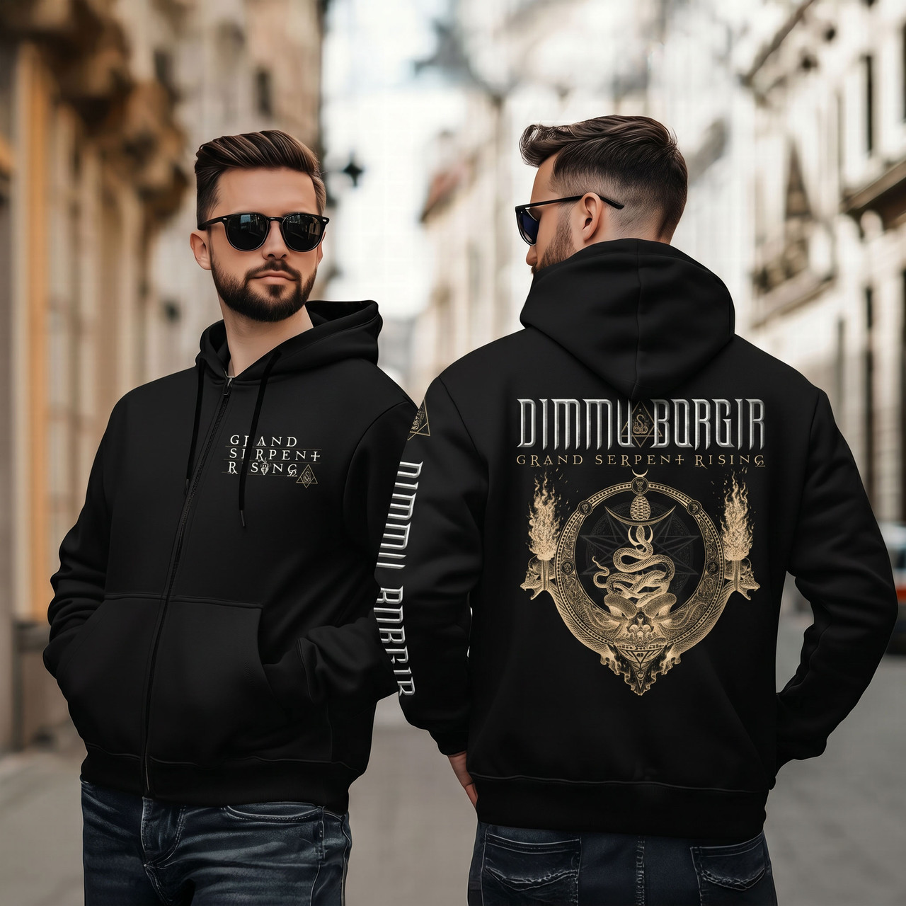 Dimmu Borgir Men's Grand Serpent Rising Zip Up Hoodie Black