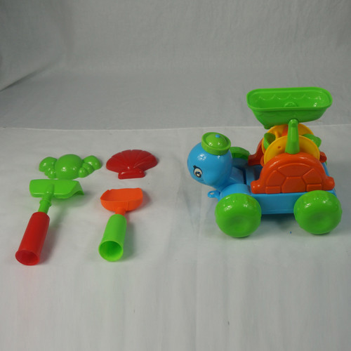 Beach Turtle Wheel SandBox Shovel Crab Shell Rake Kids 5 Piece Toy Set