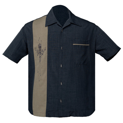 Steady Clothing Tiki N Bamboo Bowling Shirt Charcoal