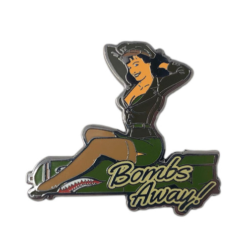 Retro A Go Go Bettie Page Bombs Away Enamel Pin