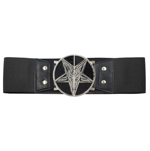 Kreepsville 666 Goat Head Elastic Waist Belt Black