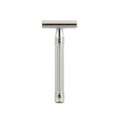 Edwin Jagger 3one6 Stainless Steel Grooved Silver Double Edge Safety Razor