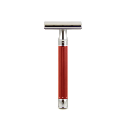 Edwin Jagger 3one6 Stainless Steel Grooved Red Double Edge Safety Razor