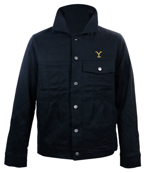 Yellowstone Men's Brand Logo Button Up Jacket Black