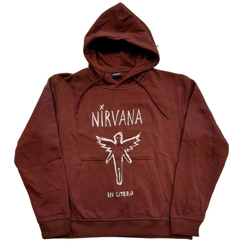 Nirvana In Utero Outline Pullover Hoodie Brown