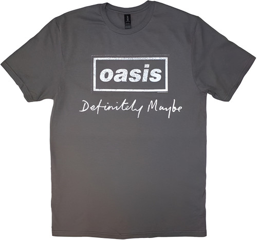 Oasis Definitely Maybe Distressed Logo T-Shirt  Charcoal