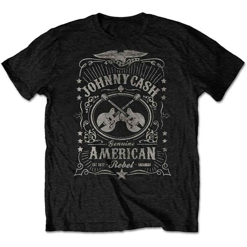 Johnny Cash Men's American Rebel 2 T-Shirt Black